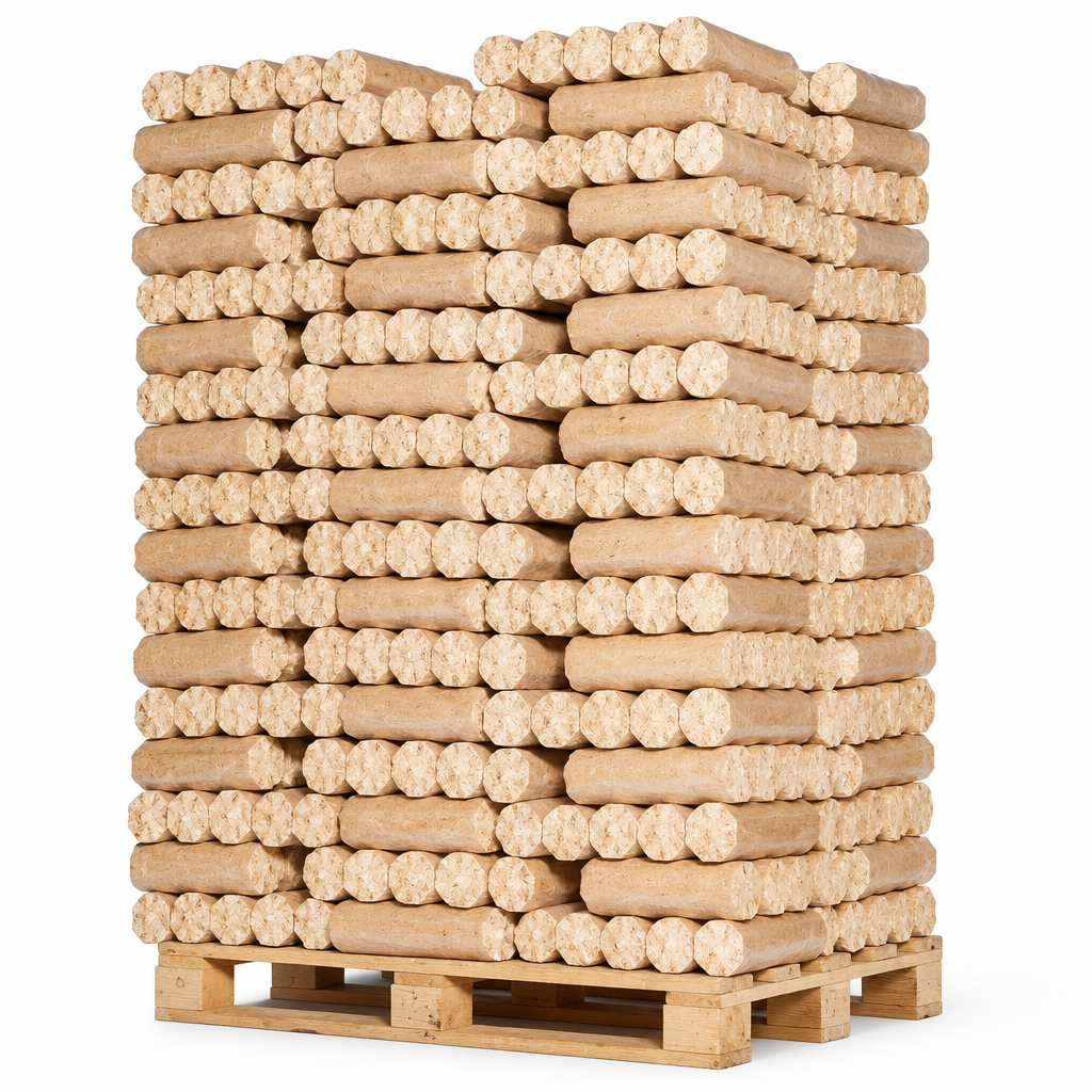 Briquettes bois aggloméré résineux palette 960kg BIESSEHOLZDE
