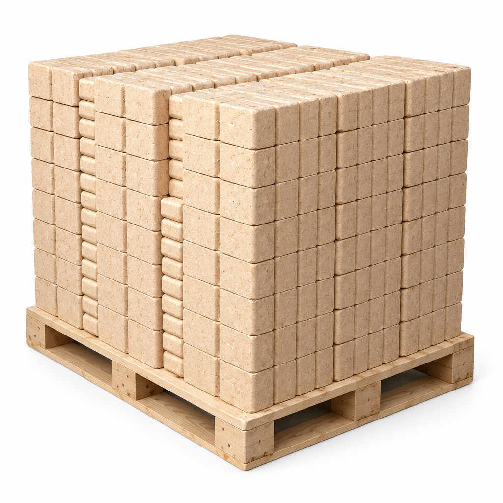 Briquettes de bois Giant Flames 190 paquets 4,8kg 912kg BIESSEHOLZDE
