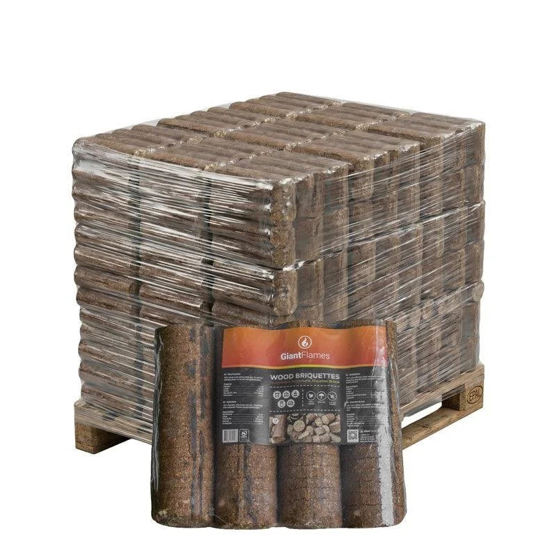 Briquettes de bois Giant Flames 190 paquets 4,8kg 912kg BIESSEHOLZDE

