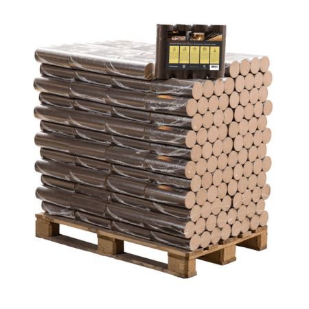 Briquettes rondes hêtre palette 96 paquets 10kg 960kg BIESSEHOLZDE

