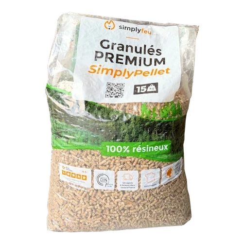 Granulés de bois Premium SimplyPellet sac 15kg ENplus A1 BIESSEHOLZDE

